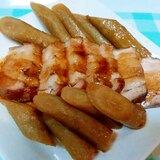 圧力鍋で角煮！豚ばらブロックと新ごぼうの煮つけ♪